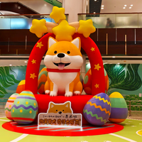 Mascotte gonflable géante personnalisée de chien Shiba Inu avec œufs de Pâques, modèle animal gonflable réaliste en tissu Oxford de 20 pieds de haut