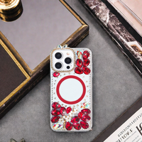 KINGSOUL 2026 Nouvelle Conception Coque de Téléphone de Luxe Magnétique en TPU+PC Antichoc avec Diamants pour iPhone 15 14 13 Pro 11 et Coque Scintillante pour iPhone 17