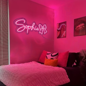 Letrero de Neón Personalizado con Nombre/Texto y Elegante Lazo Decorativo, Lámpara LED de Pared con Alimentación USB - Product Image 6