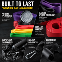 Juego de Bandas de Resistencia TPE con Logotipo Personalizado, Sin Látex, 5 Niveles de Elasticidad, para Ejercicios de Yoga y Fitness, Venta al Por Mayor, OEM