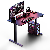 Bureau de jeu moderne réglable pour PC Mobilier de bureau en fer noir pliable pour l'école à la maison Tableau en acrylique Table à pieds convertibles