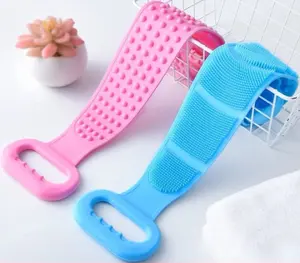 Brosses en Silicone pour le lavage du corps, épurateur de douche, bande exfoliante pour enlever la serviette de bain en silicone