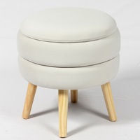Mobilier de salon design moderne de haute qualité tabouret pouf rond et durable avec pieds en bois
