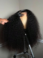 Perruque Lace Frontale en Cheveux Humains Afro 13*4, Dentelle Transparente, Densité 300%, Sans Colle, Pré-coupée pour Femmes