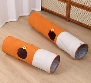 Cama Túnel Plegable de Lujo para Gatos, de Terciopelo de Piel de Ciervo, con Tubo de Juego Integrado, Lavable y Autoentretenido - Product Image 1
