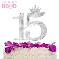 Décoration de gâteau en strass tendance pour 15e anniversaire, 15 ans, remise de diplôme, Ramadan, couronne or rose pour fête de mariage
