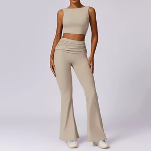 Completo Sportivo da <span class=keywords><strong>Donna</strong></span> 2 Pezzi Solido Primaverile, Traspirante e ad Asciugatura Rapida, per Yoga, Corsa e Fitness, con Design a Schiena Scoperta e Vestibilità <span class=keywords><strong>Aderente</strong></span> - Product Image 4