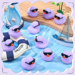 Custom Color Logo 2 Rubber Ducks Sunglasses Set 2.2 Inch Squeaky Cute Float <b>Bath</b> Toys for 0-24 Months <b>Light</b> Purple Birthday - Product Image 3