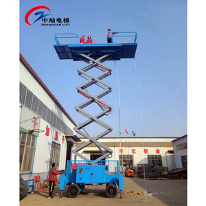 10m 12m Ruedas eléctricas para todo terreno, motor diésel, elevador aéreo móvil para hombre, plataforma elevadora de tijera autopropulsada - Product Image 6