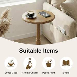Table d'appoint ronde compacte en bois multifonctionnelle, facile à assembler, petite table d'appoint pour salon, chambre, coins de canapé - Product Image 4
