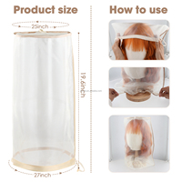 Sac de rangement transparent pour perruques, étanche, respirant et anti-poussière, avec cordon de serrage, pour accessoires capillaires domestiques