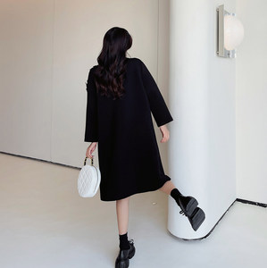 2022 nuovo arrivo <span class=keywords><strong>felpa</strong></span> con girocollo a fiori oversize con tasche lunghi Midi donna Pullover abiti con cappuccio - Product Image 5