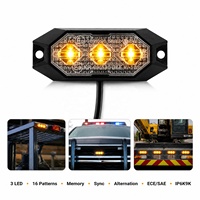 Feu de signalisation ultra-plat à montage en surface à 3 LED ECE R65 SAE J595 Classe 1 12-24V à alternance synchrone pour pare-chocs de bulldozer