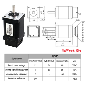 Moteur pas à pas intégré de type impulsion HLTNC ISS28M-42 / ISS35M-56, moteur et driver tout-en-un NEMA 11/14 pour l'automatisation de précision - Product Image 4