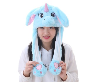 EZBABY Tavşan Cosplay Parti Festivali Stres Giderici Komik Şapka Işıklı ve Hareketli Kulaklar Peluş PP Pamuk Kızlar için - Product Image 2
