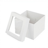 Boîte à gâteau carrée pliable personnalisée OEM, de qualité alimentaire, blanche, durable, avec fenêtre festonnée et logo estampé à chaud pour boulangerie commerciale