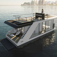Maison flottante de luxe, yacht, hôtel préfabriqué en conteneur, maison sur l'eau, maison flottante préfabriquée solaire
