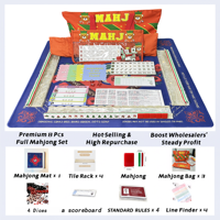 Ensemble de Mahjong Américain Premium, Tuiles de Mahjong en Acrylique de Noël avec Supports, Tapis et Sacs, Accessoires Complets pour Soirées de Jeu