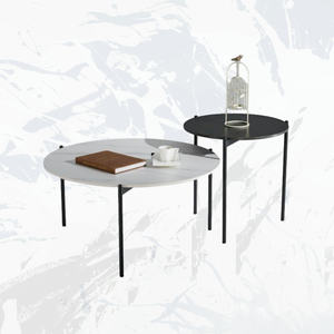 Ensemble de table basse double en acier au carbone en pierre frittée Lu - Product Image 2