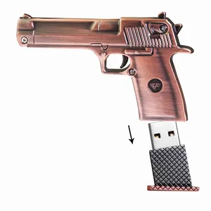 Flash Disk USB logam tembaga, Flash Disk logam desain bentuk pistol 1GB 4GB 8GB 16GB 32GB 128GB