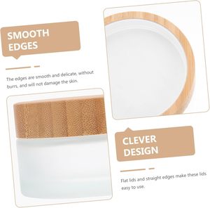Frosted Luxury Jars for Luxurious Cosmetic Body Butter Glass Container Jars with Bamboo Lid for Face Cream Jars Wooden Lid - Product Image 5