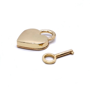 Candado metálico dorado con forma de corazón para bolso, alta calidad, 30x39mm - Product Image 3