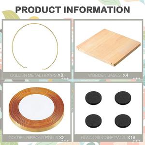 Cercle floral rond en métal <span class=keywords><strong>de</strong></span> 12 pouces avec support en bois, accessoires décoratifs pour l'artisanat, le bricolage, les mariages, les événements et les décorations <span class=keywords><strong>de</strong></span> fête - Product Image 2