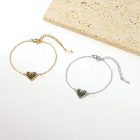 Nouveau Bracelet Cœur Tendance en Acier Inoxydable Plaqué Or 18K avec Zircon Vert, Chaîne Câble Ajustable, Cadeau d'Amour pour Fête