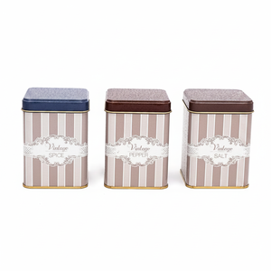 75 x 75 x 100 mm Square <b>Metal</b> Tin <b>Box</b> Set (Set of 3) Elegance Elegance Design - Product Image 2