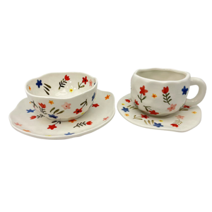 Factory INS <b>Hand</b> Painted Irregular Ceramic Dessert Cake Plate Flower Heart-Shaped Ceramic Salad Bowl - Product Image 4