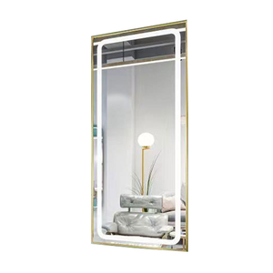 <b>Gold</b> Frame Salon LED <b>Mirror</b> | Wall-Mounted Hairdressing <b>Mirror</b> | Custom Logo - Product Image 6