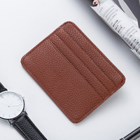 Dompet Kartu ID Kulit PU Imitasi Logo Kustom Buatan Tangan Mewah MOQ Rendah, Tempat Kartu Tipis, Penutup Kartu Kredit