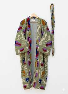 เสื้อแจ็คเก็ตโบโฮปักลายดอกไม้ผ้าฝ้ายกำมะหยี่ซูซานีลายสัตว์ ทำมือ ระบายอากาศได้ดี เป็นมิตรกับสิ่งแวดล้อม เหมาะสำหรับฤดูหนาว ของขวัญสำหรับผู้หญิง - Product Image 1