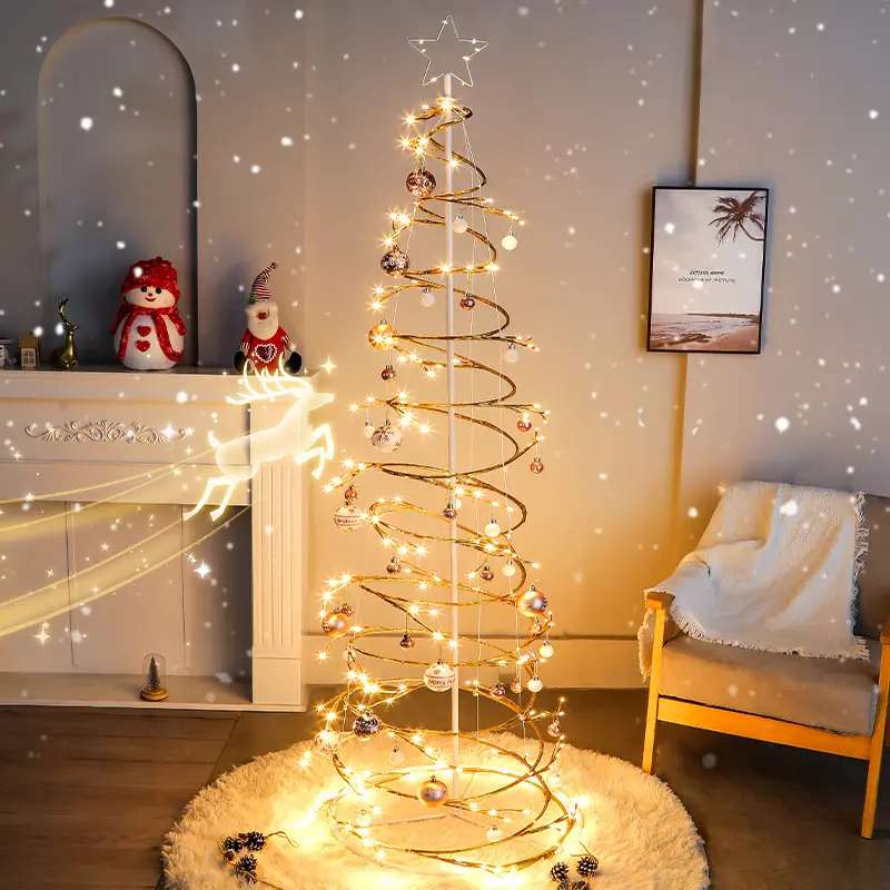 Suministro de fábrica vacaciones adorno de Navidad decoración lámpara fibra plegable grande Led espiral árbol de Navidad Luz