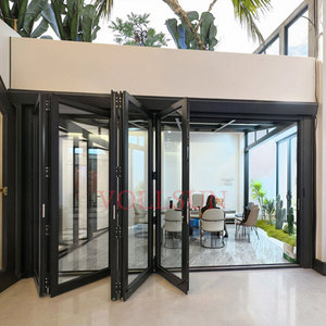 Hiện đại đôi tráng men accordion gấp cửa nhôm hệ thống kính cho ánh sáng tối đa cho phòng khách sân bên ngoài biệt thự - Product Image 5