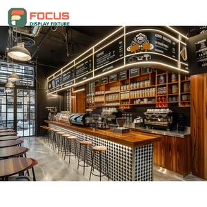 เคาน์เตอร์บริการกาแฟระดับมืออาชีพ โซนทำงานบาริสต้า พร้อมเคาน์เตอร์แคชเชียร์หน้าร้าน ทำจากไม้โอ๊คสีขาว สำหรับร้านกาแฟ - Product Image 3