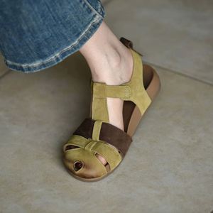 Sandales romaines à une bride en cuir souple, tressées et ajourées, au design original et élégant, ultra-douces, pour femmes, pour l'extérieur, les vacances et la plage - Product Image 2