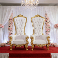 Chaise Trône Royale de Luxe Dorée à Dossier Haut pour Extérieur, Parc, Mariage, Salon, Appartement, Hôpital, Villa ou Atelier