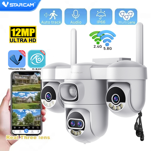 CS623ZS Outdoor 4 Lens PTZ Smart AI Security Dual Fixed and Dual Zoom Lens WiFi IP CCTV Camera for Home Business Protection