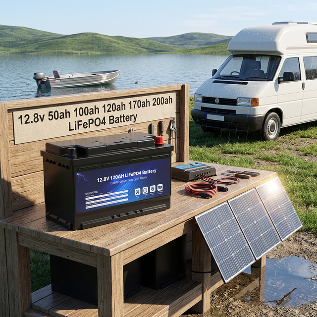 12V LiFePO4 Battery 100Ah 120ah 200Ah Deep Cycle Rechargeable Lithium Iron Phosphate Battery Built-in BMS for Solar RV Marine
