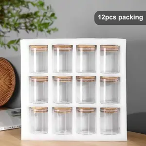Wholesale kitchen 12 Piece Borosilicate Glass spice Storage Jars Set with Bamboo Lid