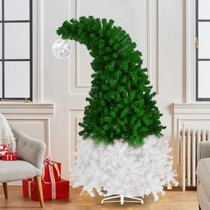 Árbol de Navidad superior doblado de 6 pies con soporte de metal, árbol de Navidad artificial de <span class=keywords><strong>abeto</strong></span> con bisagras Árbol de Navidad estilo sombrero de Papá Noel flexible - Product Image 1