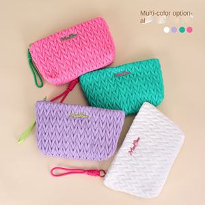 Trousse <span class=keywords><strong>de</strong></span> Maquillage <span class=keywords><strong>Femme</strong></span> Grande Capacité Colorée, Portable, en PU Imperméable, avec Design Plissé, Étui Cosmétique Léger et Tendance - Product Image 3