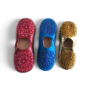 Moroccan Leather <b>Flip</b> <b>Flops</b> Women Toe <b>Beaded</b> Genuine Leather Rubber Outsole Mixed Colors Breathable Fashion Anti-Slippery All - Product Image 1