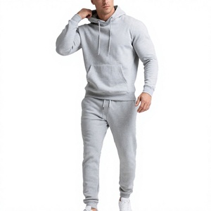 Conjunto Deportivo para Hombre, Sudadera con Capucha y Pantalones, Color Gris Sólido, 100% Algodón, Largo Completo, Transpirable, Ligero, Ropa Casual para Invierno - Product Image 1