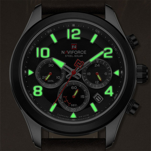 Reloj de Pulsera NAVIFORCE 1006 de Acero Inoxidable para Hombre, Cronógrafo <span class=keywords><strong>Solar</strong></span>, Reloj de Piloto Vintage, Fabricante en China - Product Image 6