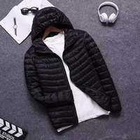RUIQUWIN Manteau d'hiver léger en duvet pour hommes grandes tailles, coupe-vent à capuche en polyester avec fermeture éclair, personnalisable avec logo, vente en gros