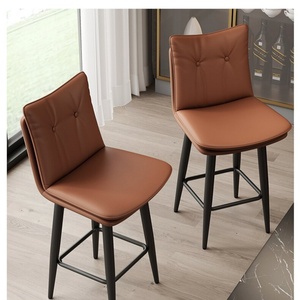 <span class=keywords><strong>Tabouret</strong></span> <span class=keywords><strong>de</strong></span> <span class=keywords><strong>bar</strong></span> moderne à cadre en fer rotatif à 360 ° avec double coussin souple, dossier haut, matériau en cuir durable pour une utilisation au <span class=keywords><strong>bar</strong></span> - Product Image 6