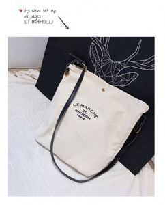 Bolsa de Hombro de Algodón para Mujer, Diseño Nuevo, Bolsa de Compras Informal, Bolsa de Mensajero de Lona con Asas de Cuero - Product Image 5