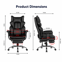 Chaise de bureau de conférence réglable avec fonction de massage et chauffage, revêtement en PU/PVC, pivotante à 360°, hauteur réglable, pieds chromés de direction